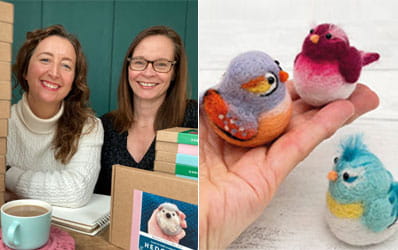 Bergin and Bath, part of the Supercrafters, and examples of their felted birds